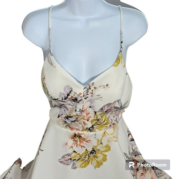 Jodi Kristopher Women JR Size 15 Ivory Fit & Flare Dress w/Open Lace Back EUC - Picture 3 of 11